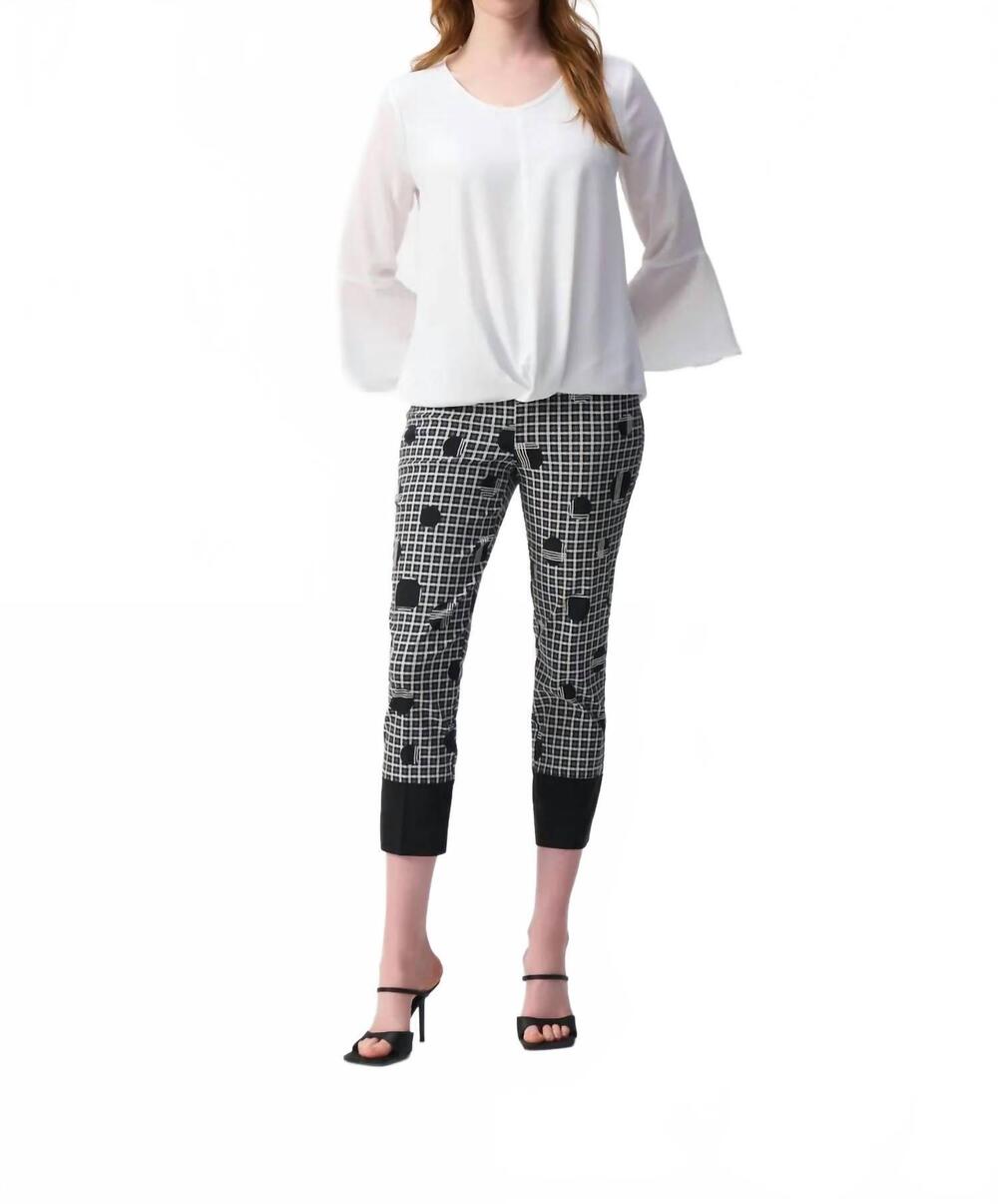 NEW JOSEPH RIBKOFF crew neck hi-low three quarter bell sleeves top in off-white